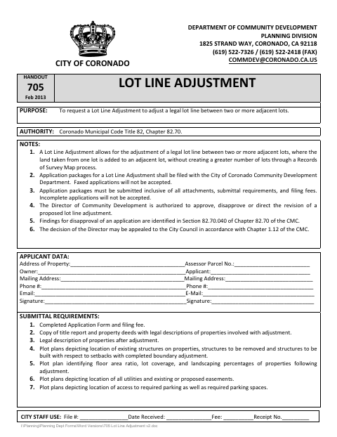 First page of the Lot Line Adjustment