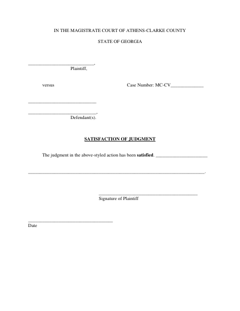 First page of the Satisfaction of Judgment