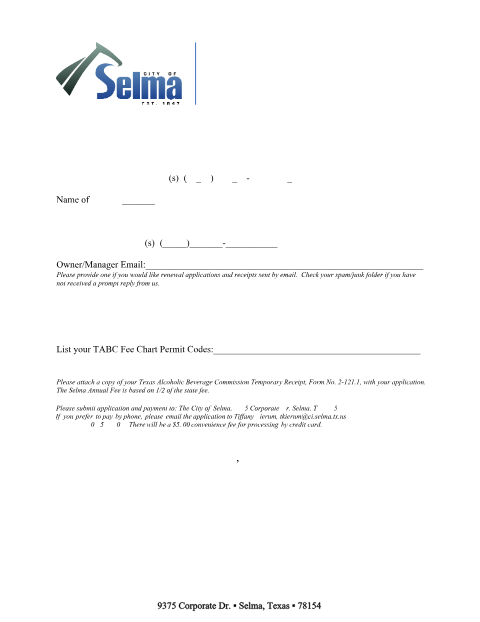 First page of the Application for Alcoholic Beverage Permit