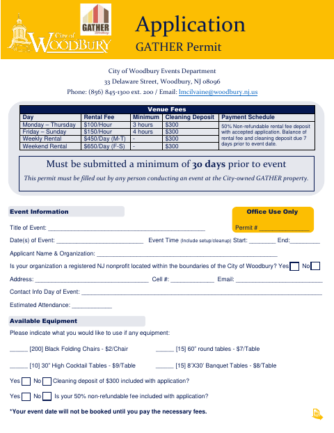 First page of the Gather Event Permit Application
