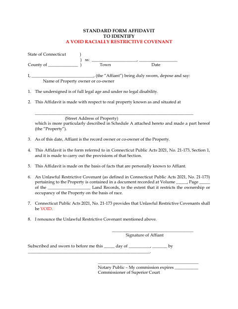 First page of the Affidavit to Identify a Void Racially Restrictive Covenant