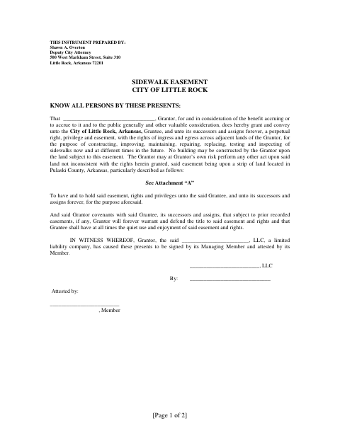 First page of the Sidewalk Easement