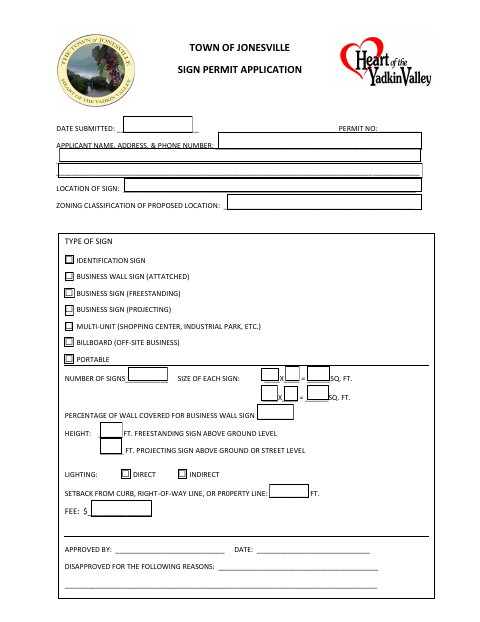 First page of the Sign Permit Application