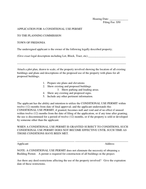 First page of the Application for a Conditional Use Permit