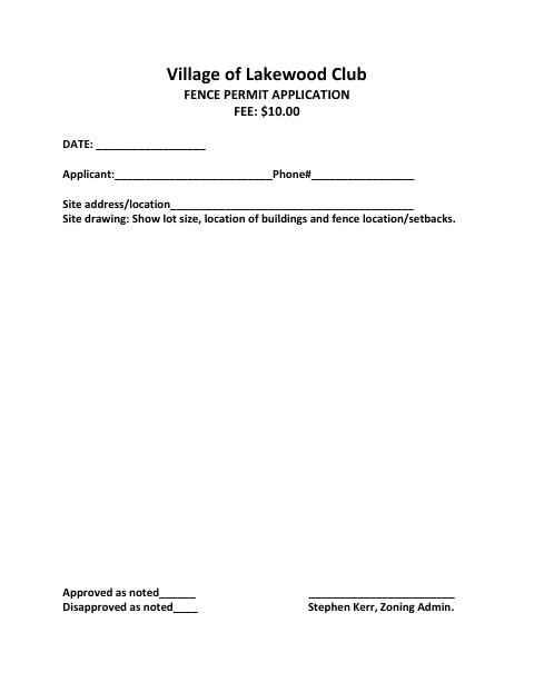 First page of the Fence Permit Application