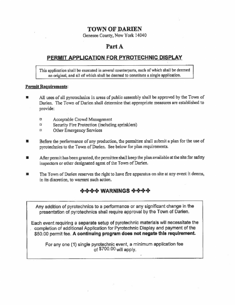 First page of the Pyrotechnic Display Application