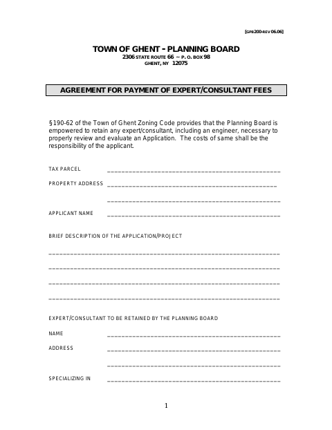 First page of the Agreement for Payment of Expert/Consultant Fees