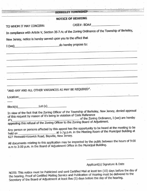 First page of the Notice of Hearing