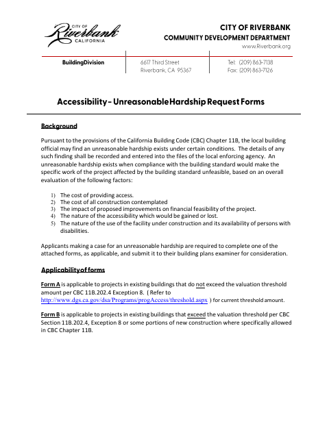 First page of the Unreasonable Hardship Request