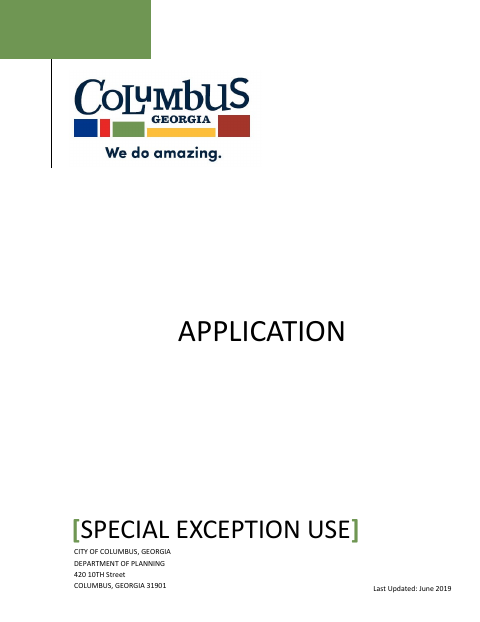 First page of the Special Exception Use Application