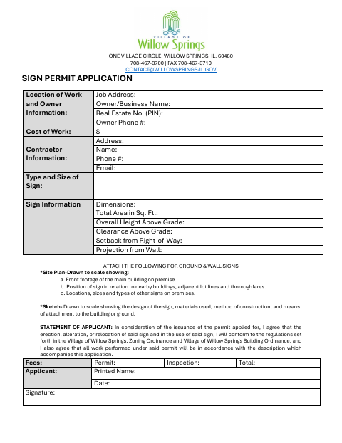 First page of the Sign Permit Application