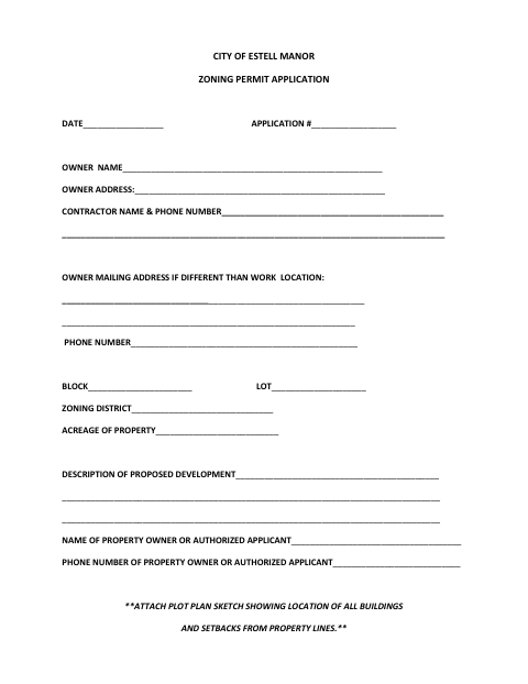 First page of the Zoning Permit Application