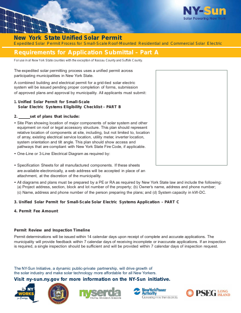 First page of the New York State Unified Solar Permit