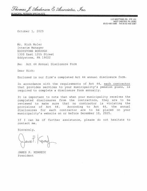 First page of the Act 44 Annual Disclosure Form