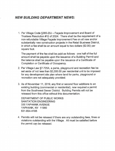 First page of the Building Permit Application