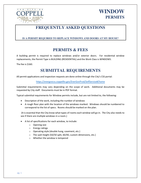 First page of the Window Permits