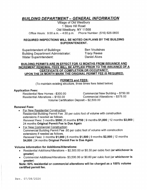 First page of the Addition and Alteration Building Permit Application