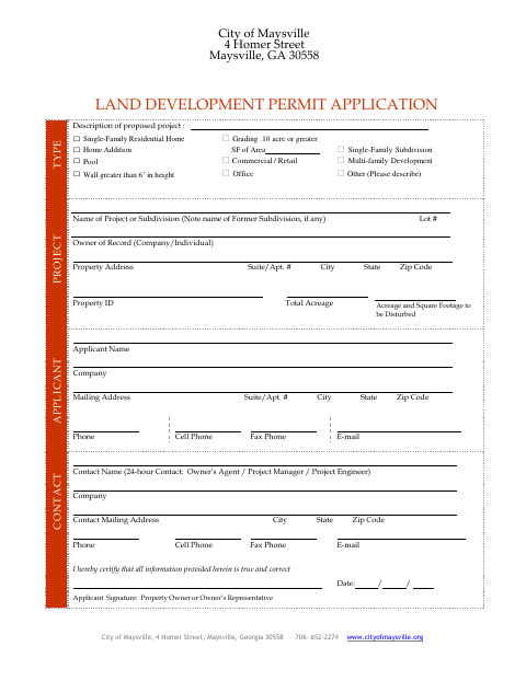 First page of the Land Development Permit Application