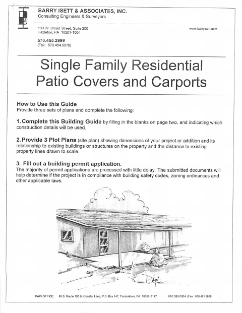 First page of the Single Family Residential Patio Covers and Carports