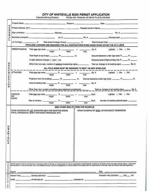 First page of the Sign Permit Application