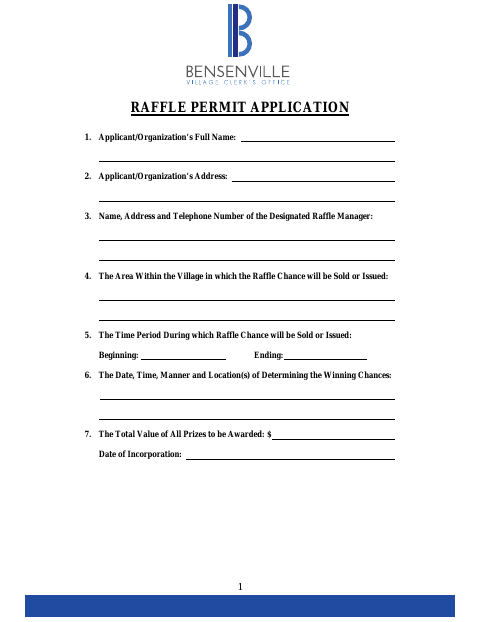 First page of the Raffle Permit Application