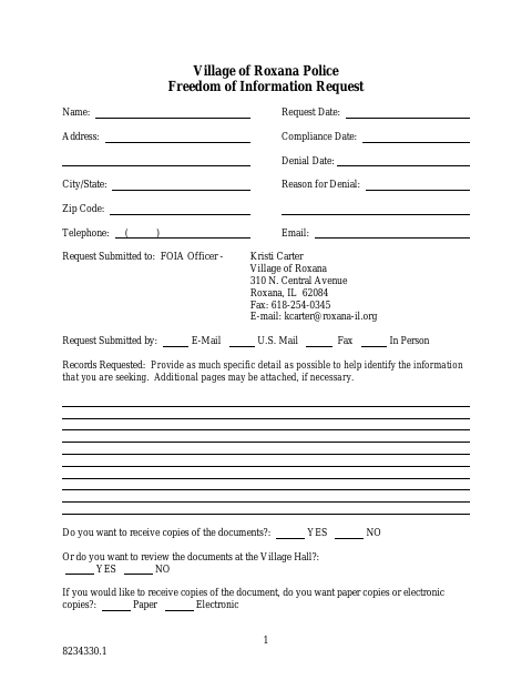 First page of the Freedom of Information Request