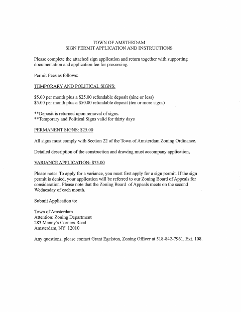 First page of the Sign Permit Application