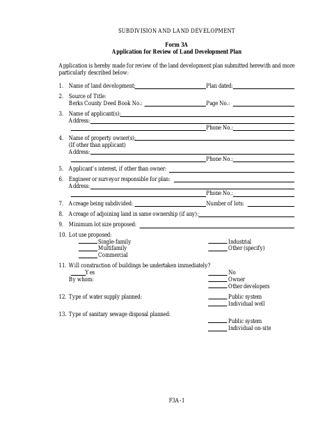 First page of the Application for Review of Land Development Plan