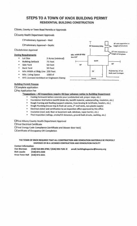 First page of the Building Permit Application and Fee Schedule