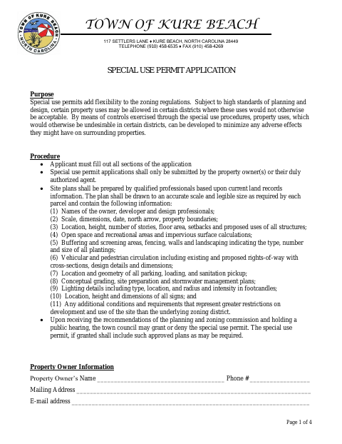 First page of the Special Use Permit Application