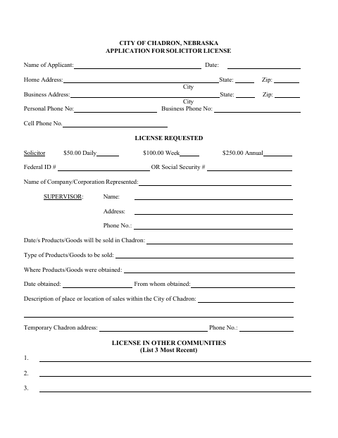 First page of the Solicitor License Application