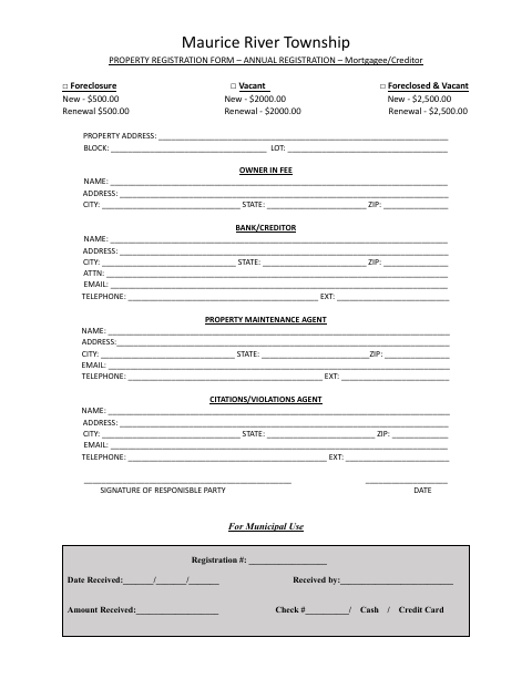 First page of the Property Registration Form