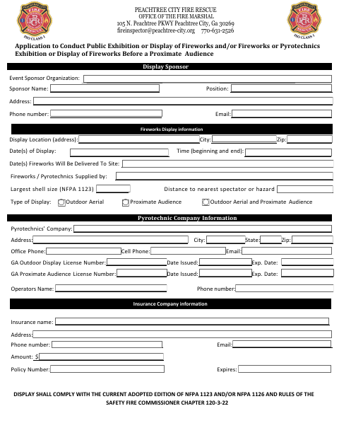 First page of the Fireworks Permit