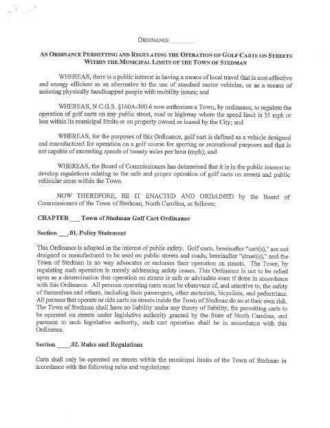 First page of the Golf Cart Registration and Inspection