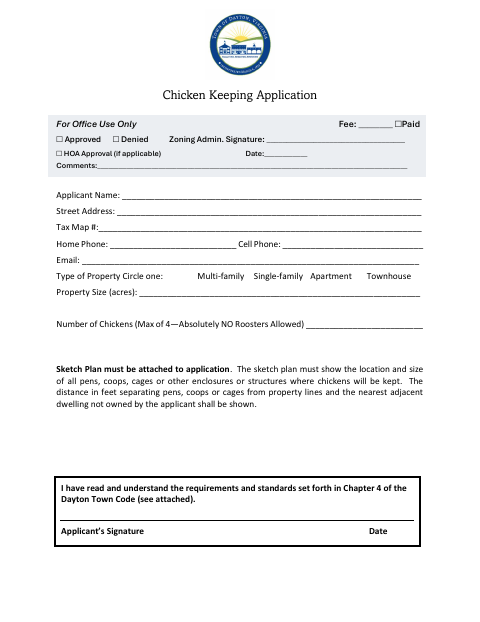 First page of the Chicken Keeping Application