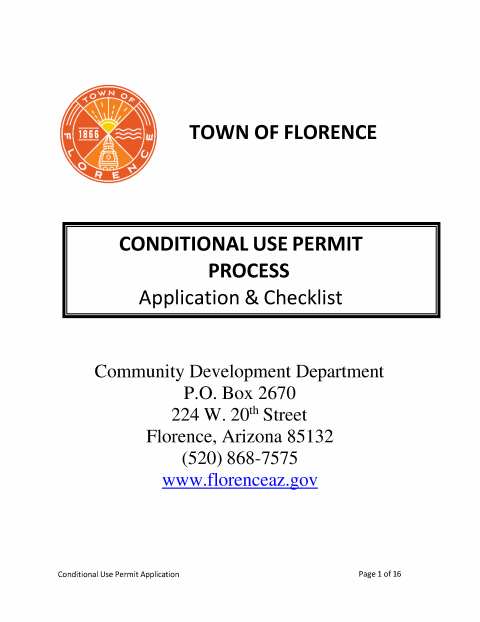 First page of the Conditional Use Permit Application