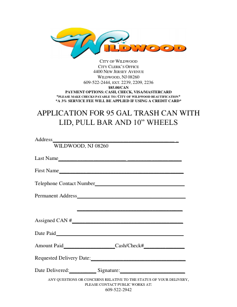 First page of the Application for 95-Gallon Trash Can With Lid, Pull Bar and 10-Inch Wheels
