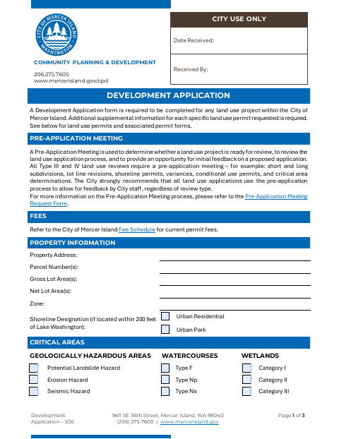 First page of the Development Application