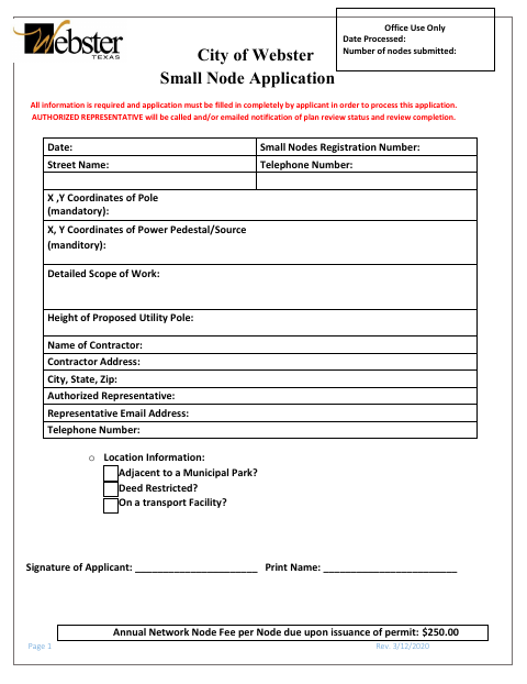 First page of the Small Node Application