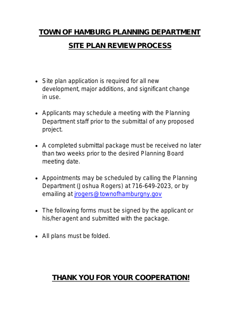 First page of the Full Site Plan Application