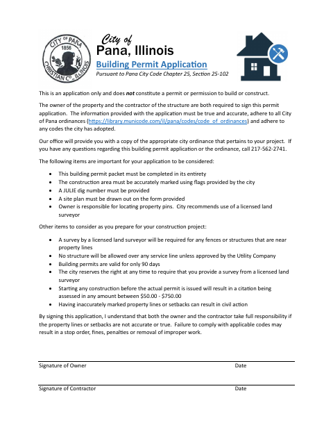 First page of the Building Permit Application
