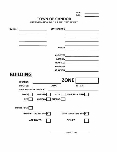 First page of the Authorization to Issue Building Permit