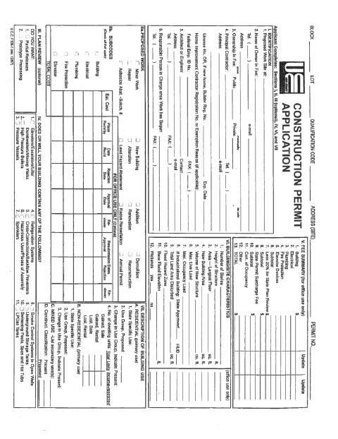First page of the Construction Permit Jacket