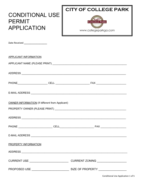 First page of the Conditional Use Permit Application