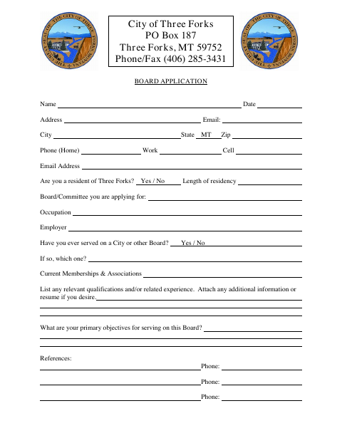 First page of the Board Application