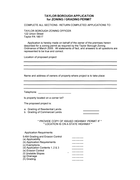 First page of the Grading Application