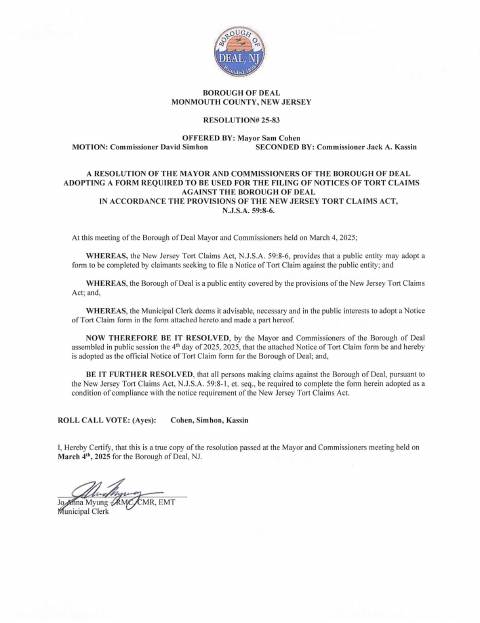 First page of the Notice Of Tort Claim Form