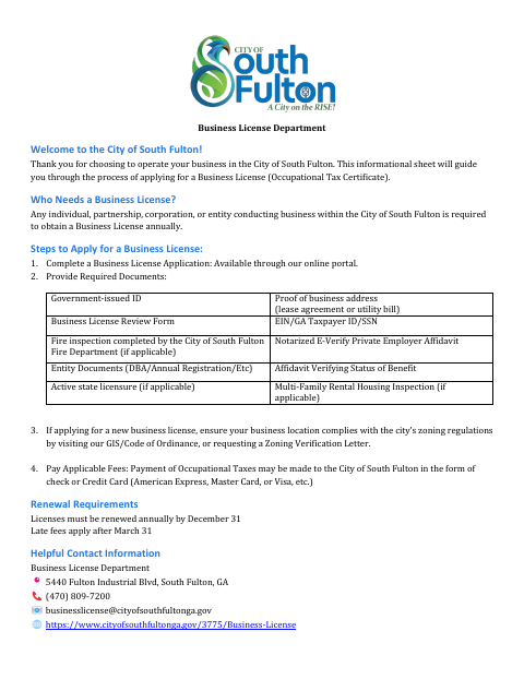 First page of the Business License Review Form