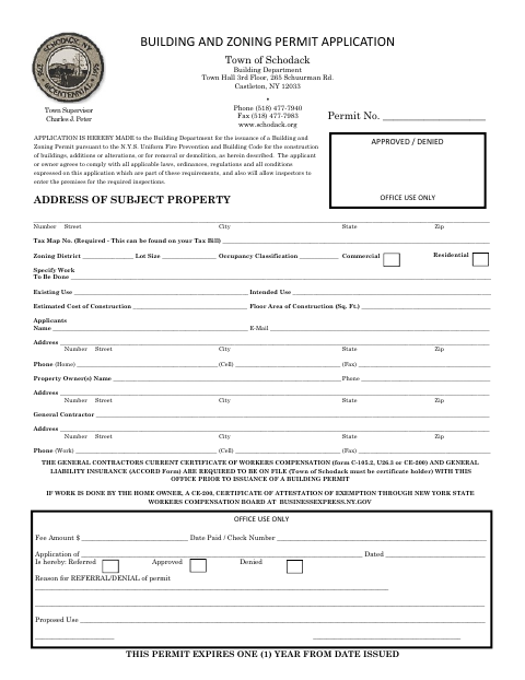 First page of the Building and Zoning Permit Application