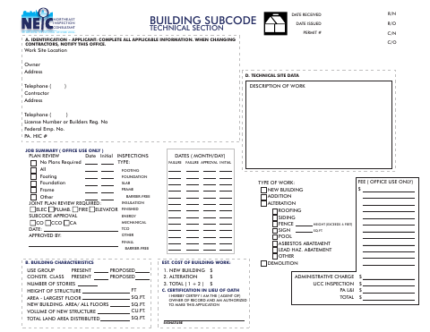 First page of the Building Permit Application